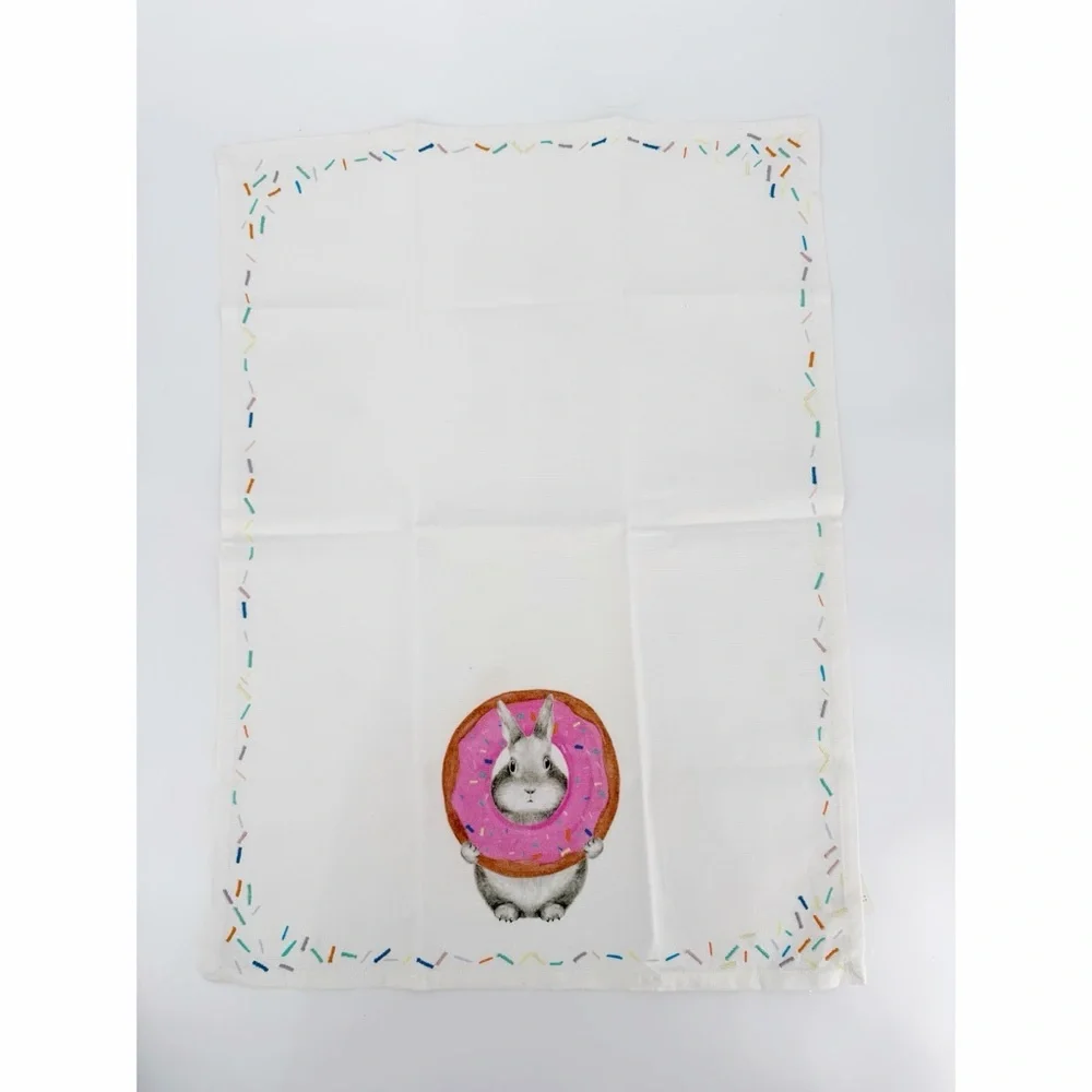 Anthropologie Dish Towel Bundle Spring Floral Rabbit Donut